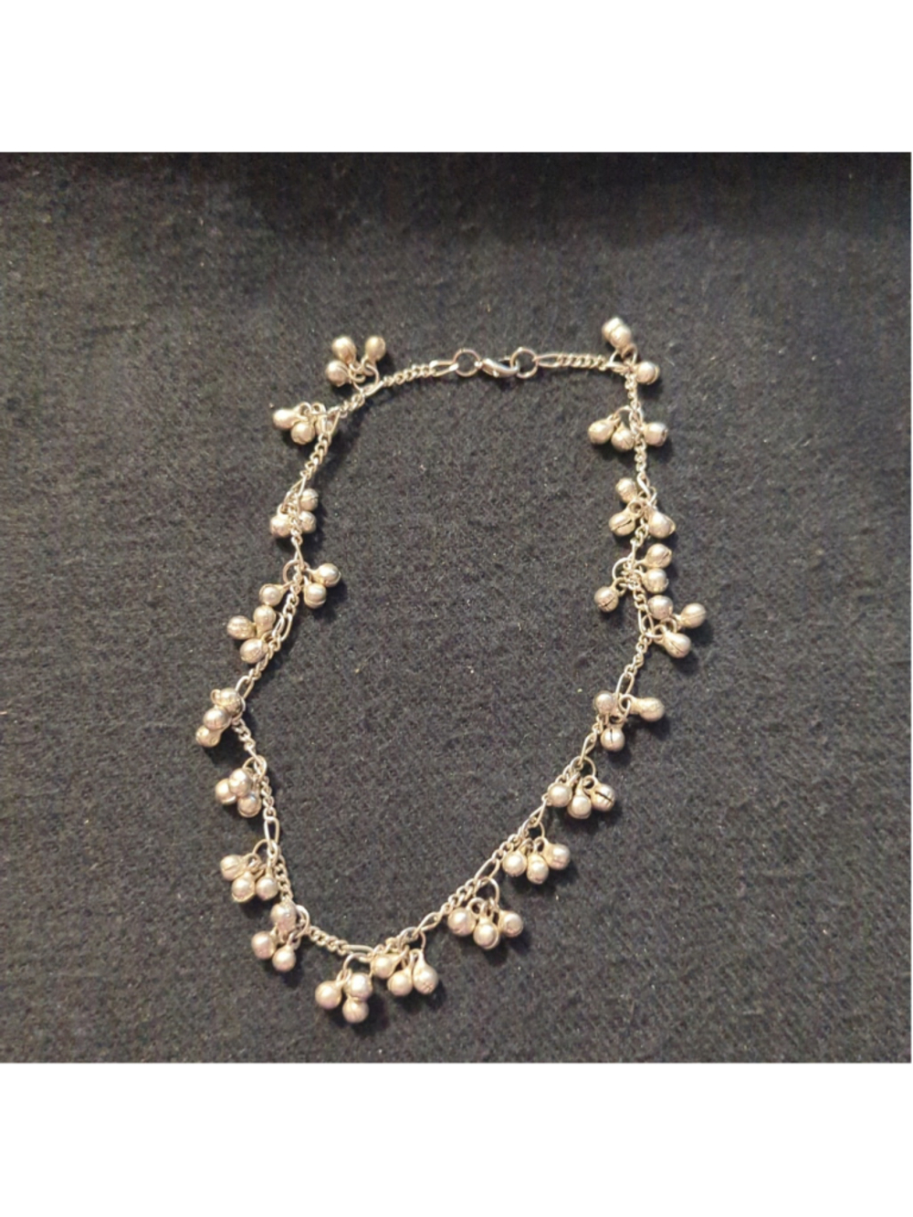 Silver Tone Jingle Bell Charm Anklet Bracelet
